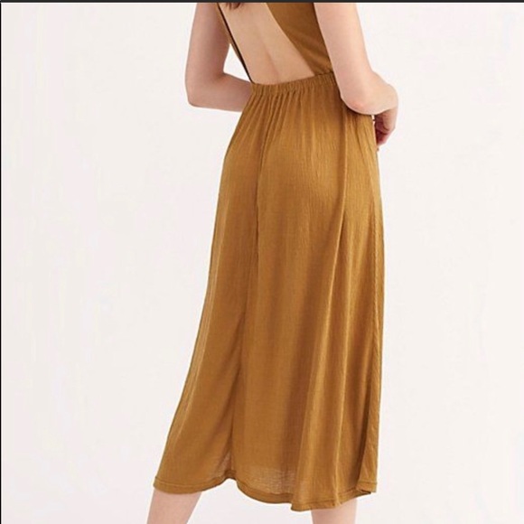 Free people beach mustard open back midi dress - Picture 2 of 4
